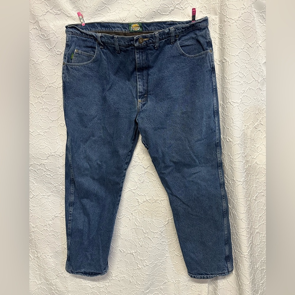 Cabelas Jeans Mens 44x30 Blue Roughneck Fleece Lined Workwear Chore Barn Outdoor